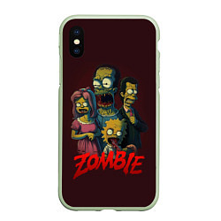 Чехол iPhone XS Max матовый Симпсоны зомби, цвет: 3D-салатовый