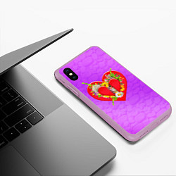 Чехол iPhone XS Max матовый Цветы от сердца, цвет: 3D-сиреневый — фото 2
