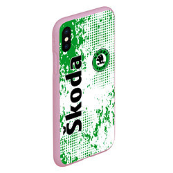 Чехол iPhone XS Max матовый Skoda auto logo, цвет: 3D-розовый — фото 2