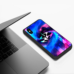 Чехол iPhone XS Max матовый Hitman неоновый космос, цвет: 3D-черный — фото 2