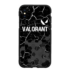 Чехол iPhone XS Max матовый Valorant glitch на темном фоне: символ сверху