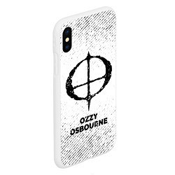 Чехол iPhone XS Max матовый Ozzy Osbourne с потертостями на светлом фоне, цвет: 3D-белый — фото 2