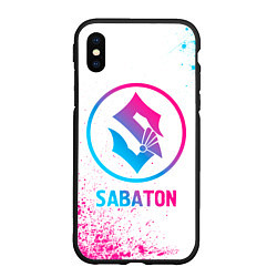 Чехол iPhone XS Max матовый Sabaton neon gradient style, цвет: 3D-черный