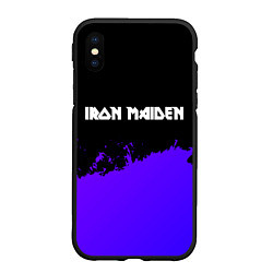 Чехол iPhone XS Max матовый Iron Maiden purple grunge, цвет: 3D-черный