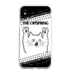 Чехол iPhone XS Max матовый The Offspring рок кот на светлом фоне, цвет: 3D-белый