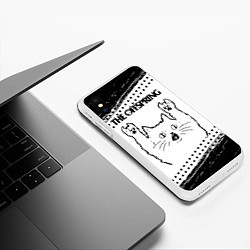 Чехол iPhone XS Max матовый The Offspring рок кот на светлом фоне, цвет: 3D-белый — фото 2