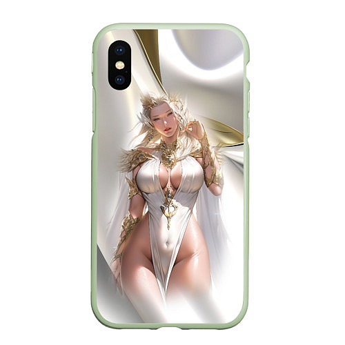 Чехол iPhone XS Max матовый Аниме девушка в фэнтази костюме / 3D-Салатовый – фото 1