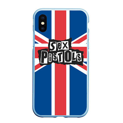 Чехол iPhone XS Max матовый Sex Pistols - панк рок / 3D-Голубой – фото 1