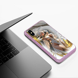 Чехол iPhone XS Max матовый Девушка с аппетитными формами в золотом, цвет: 3D-сиреневый — фото 2