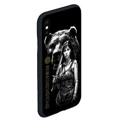 Чехол iPhone XS Max матовый Медведь и девушка воин, цвет: 3D-черный — фото 2