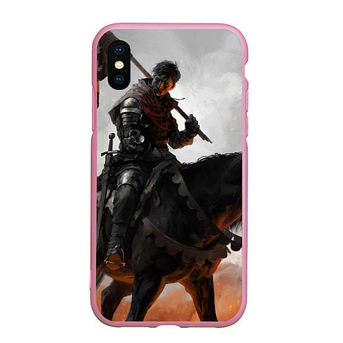 Чехол iPhone XS Max матовый Индржик на коне / 3D-Розовый – фото 1