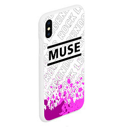 Чехол iPhone XS Max матовый Muse rock legends: символ сверху, цвет: 3D-белый — фото 2