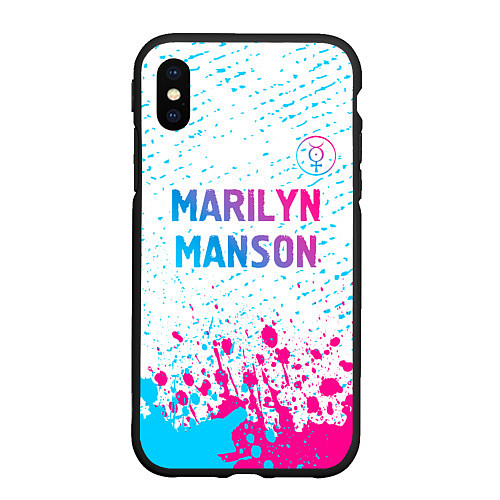 Чехол iPhone XS Max матовый Marilyn Manson neon gradient style: символ сверху / 3D-Черный – фото 1