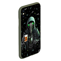 Чехол iPhone XS Max матовый Пришелец с пивом, цвет: 3D-темно-зеленый — фото 2