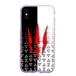 Чехол iPhone XS Max матовый Знак ведьмака - the witcher, цвет: 3D-сиреневый