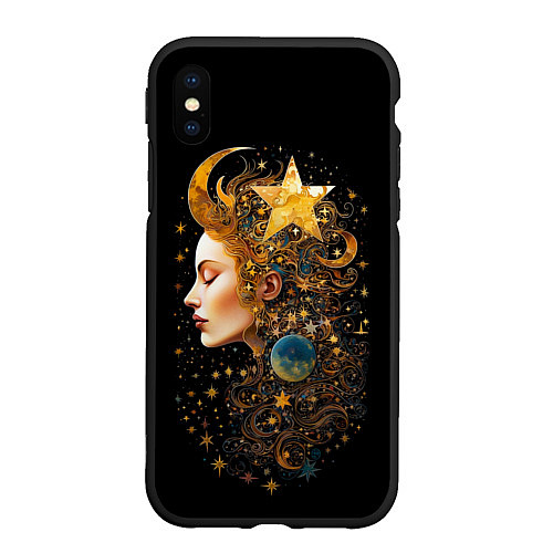 Чехол iPhone XS Max матовый Богиня ночи - нейросеть / 3D-Черный – фото 1