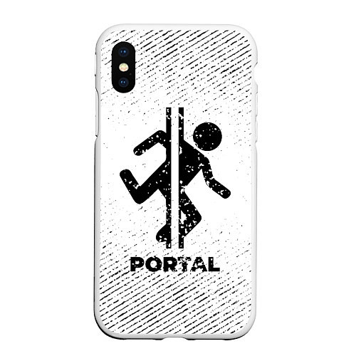 Чехол iPhone XS Max матовый Portal с потертостями на светлом фоне / 3D-Белый – фото 1