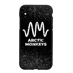Чехол iPhone XS Max матовый Arctic Monkeys с потертостями на темном фоне, цвет: 3D-черный