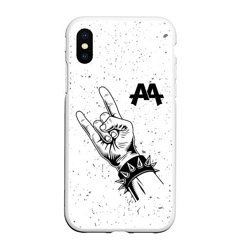 Чехол iPhone XS Max матовый Asking Alexandria и рок символ / 3D-Белый – фото 1