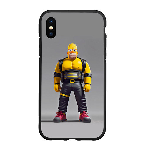 Чехол iPhone XS Max матовый Homer Simpson - ninja - neural network / 3D-Черный – фото 1