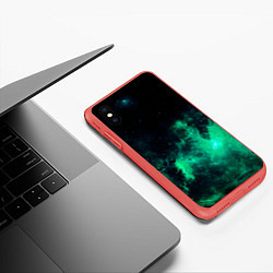 Чехол iPhone XS Max матовый Зелёная галактика Midjourney, цвет: 3D-красный — фото 2