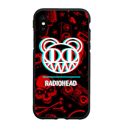 Чехол iPhone XS Max матовый Radiohead rock glitch / 3D-Черный – фото 1