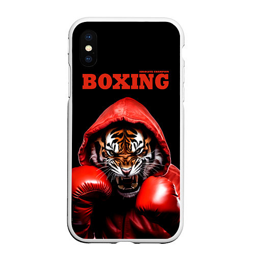 Чехол iPhone XS Max матовый Boxing tiger / 3D-Белый – фото 1