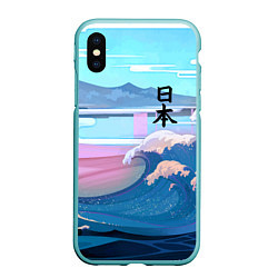 Чехол iPhone XS Max матовый Japan - landscape - waves, цвет: 3D-мятный