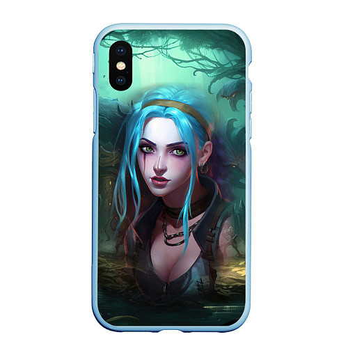 Чехол iPhone XS Max матовый Jinx fantasy art Arcane League of Legends / 3D-Голубой – фото 1