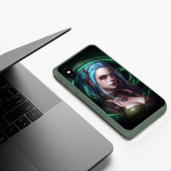 Чехол iPhone XS Max матовый Jinx art Arcane League of Legends, цвет: 3D-темно-зеленый — фото 2