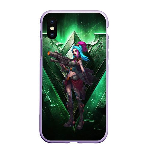 Чехол iPhone XS Max матовый Jinx art arcane league of legends / 3D-Светло-сиреневый – фото 1