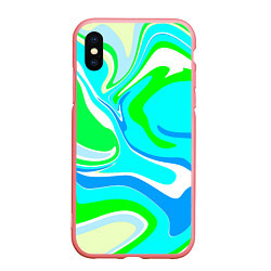 Чехол iPhone XS Max матовый Абстракция сине-зеленая, цвет: 3D-баблгам