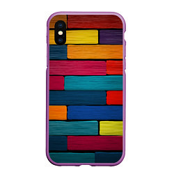 Чехол iPhone XS Max матовый Цветные кирпичики, цвет: 3D-фиолетовый