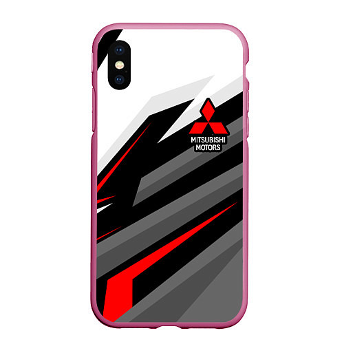 Чехол iPhone XS Max матовый Mitsubishi motors - красная линия / 3D-Малиновый – фото 1