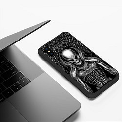 Чехол iPhone XS Max матовый Скелет пришельца, цвет: 3D-черный — фото 2
