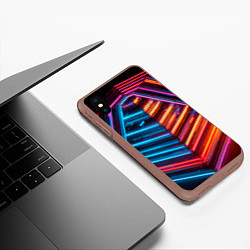 Чехол iPhone XS Max матовый Неоновые трубы, цвет: 3D-коричневый — фото 2