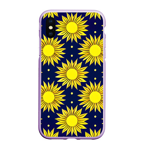 Чехол iPhone XS Max матовый Солнечный паттерн / 3D-Сиреневый – фото 1