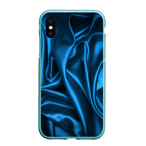 Чехол iPhone XS Max матовый Синий шёлк / 3D-Мятный – фото 1