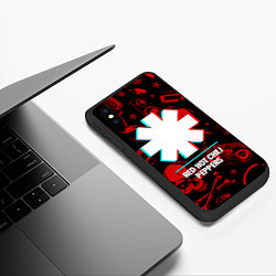 Чехол iPhone XS Max матовый Red Hot Chili Peppers rock glitch, цвет: 3D-черный — фото 2