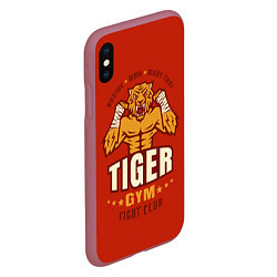 Чехол iPhone XS Max матовый Tiger - боец, цвет: 3D-малиновый — фото 2