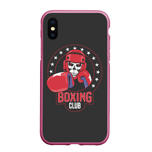 Чехол iPhone XS Max матовый Boxing club - боксёр / 3D-Малиновый – фото 1