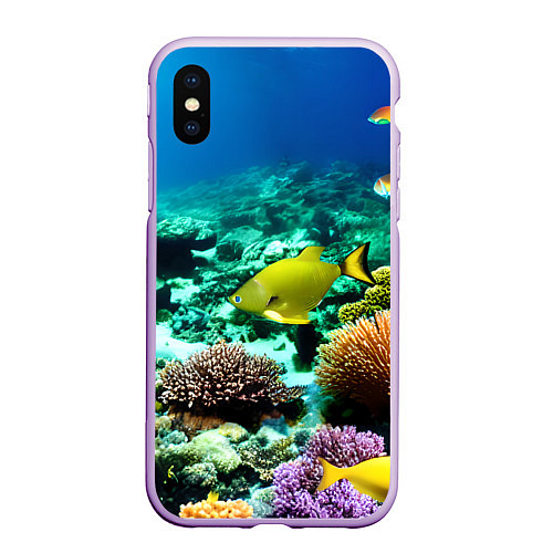 Чехол iPhone XS Max матовый Рыбы на дне моря / 3D-Сиреневый – фото 1