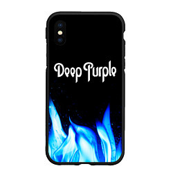 Чехол iPhone XS Max матовый Deep Purple blue fire, цвет: 3D-черный