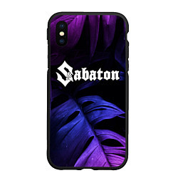 Чехол iPhone XS Max матовый Sabaton neon monstera, цвет: 3D-черный