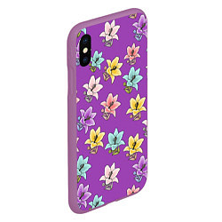 Чехол iPhone XS Max матовый Разноцветные лилии цветы, цвет: 3D-фиолетовый — фото 2