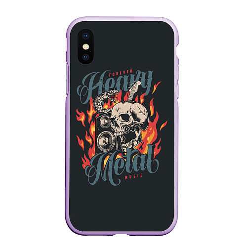 Чехол iPhone XS Max матовый Heavy metal music / 3D-Сиреневый – фото 1