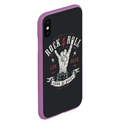 Чехол iPhone XS Max матовый Rock and roll - жест козы, цвет: 3D-фиолетовый — фото 2