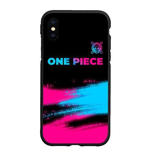 Чехол iPhone XS Max матовый One Piece - neon gradient: символ сверху / 3D-Черный – фото 1