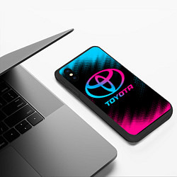 Чехол iPhone XS Max матовый Toyota - neon gradient, цвет: 3D-черный — фото 2