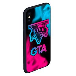 Чехол iPhone XS Max матовый GTA - neon gradient, цвет: 3D-черный — фото 2